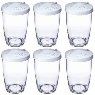Imagem de Kit 6 Porta Queijo Farinha Temperos 350ml Farinheiro Branco Ou Buffet 