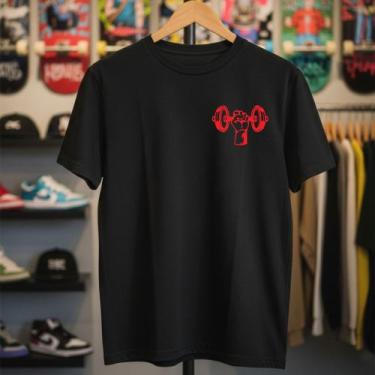 Imagem de Camiseta Básica Preta Masculina Camisa Esportiva Personalizada Academi