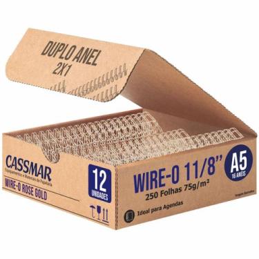 Imagem de Wire-o para Encadernação 2x1 A5 Rose Gold 1 1/8 250 fls 12un - Cassmar