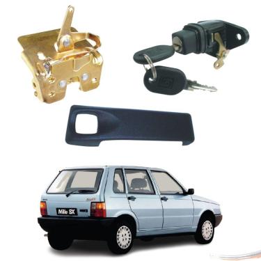 Imagem de Kit Maçaneta Fechadura Botão C/ Chave Porta Mala Uno 96 a 03