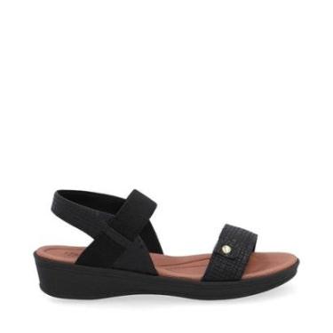Imagem de Sandalia Usaflex Couro Preta Tira Elástico-Feminino