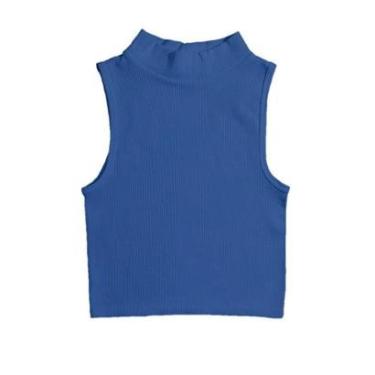Imagem de Blusa Feminina Cropped Canelado Gola Alta Sem Manga Cavado Regata-Feminino