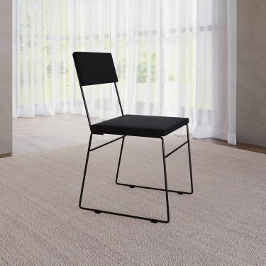 Imagem de Cadeira de Jantar Estofada Málaga Veludo para Mesa Sala de Jantar Cozinha Conforto - Preto