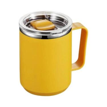 Imagem de Caneca Térmica De Aço Inoxidável 450ml Com Alça E Tampa, Garrafa Térmi