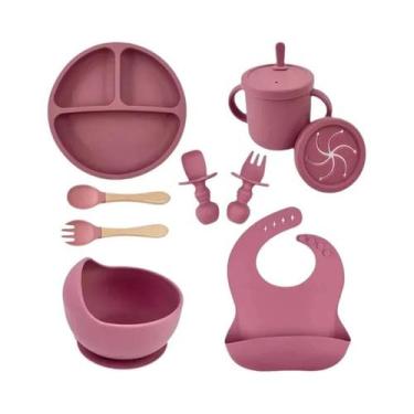 Imagem de Conjunto De Utensílios Para Bebês: Tigela Com Sucção, Copo Com Canudo,
