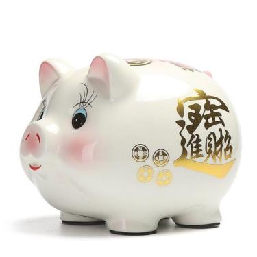 Imagem de Cofrinho de cerâmica para crianças Anime Pig Piggy Bank 16x13x12cm - y