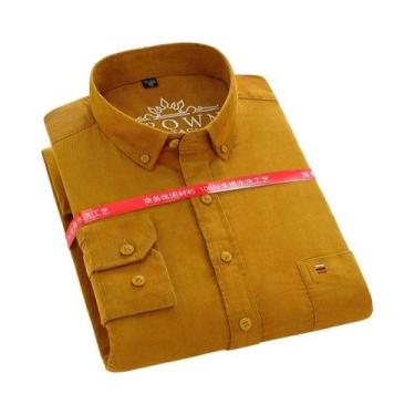 Imagem de Camisa De Corduroy Masculina plus Size 7XL 100% Algodão Manga Longa Ca