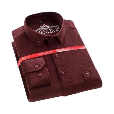 Imagem de Camisa De Corduroy Masculina plus Size 7XL 100% Algodão Manga Longa Ca