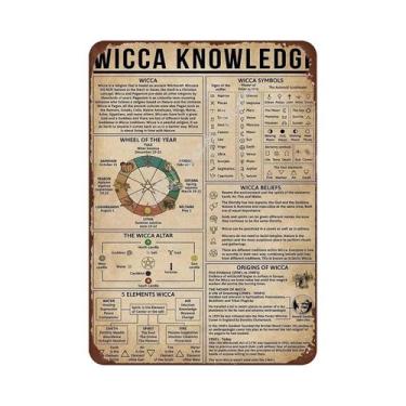 Imagem de Placa De Metal Retrô Com Rodas Do Ano, Tema Bruxa, Para Decoração De P