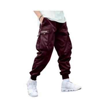 Imagem de Calça casual masculina com bolsos grandes, legging leve, calça cortada