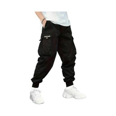 Imagem de Calça casual masculina com bolsos grandes, legging leve, calça cortada