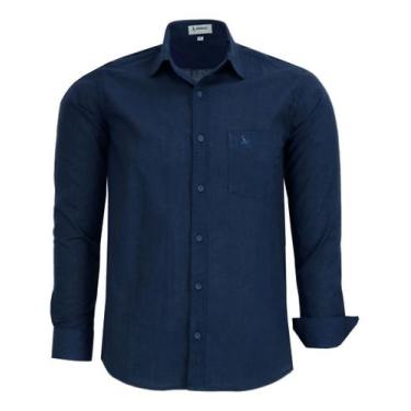 Imagem de Camisa Social Amil Comfort Manga Longa Com Bolso Algodão 1886, Azul, M