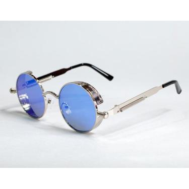 Imagem de Óculos De Sol Steampunk Redondo Metal Uv400 - Ximas, Azulclaro