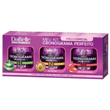 Imagem de Kit 3 Máscaras Hidratação Nutrição Reconstrução 3x400g DaBelle Hair Meu Cronograma Perfeito Vegano