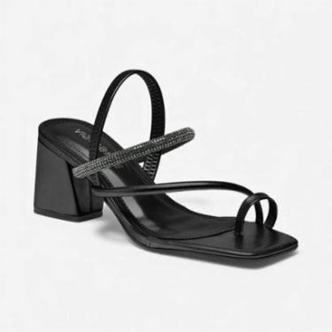 Imagem de Sandália Via Marte Salto Bloco De Dedo Com Brilhos Preta-Feminino