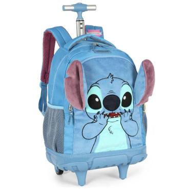 Imagem de Mochila RodinhaCom Orelhas Aveludadas Stitch Luxcel Azul-Unissex