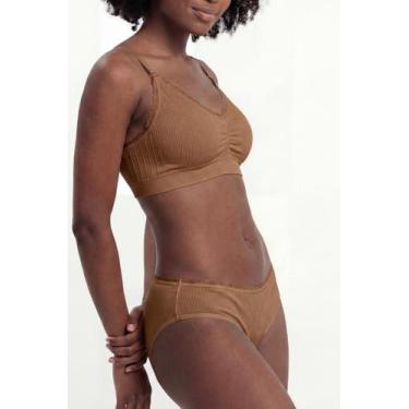 Imagem de Calcinha de Lingerie Feminino Giuli Sem Costura em Poliamida, M, Bege 