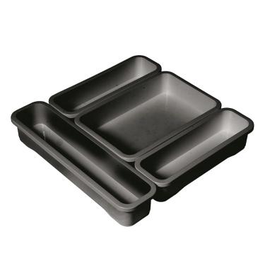 Imagem de Organizador de Gavetas em Plástico São Bernardo Preto com 4 Divisórias