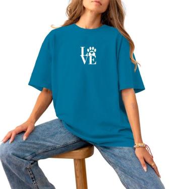 Imagem de Blusa Feminina Plus Size Basica Casual Estampada Algodão 30.1 Confortável Estilo Love Pata White-Feminino