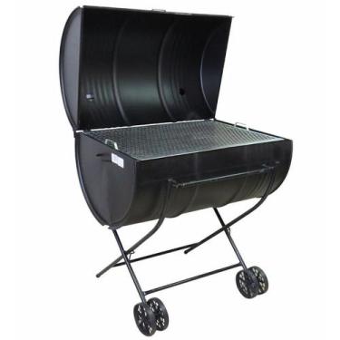 Imagem de Churrasqueira a Bafo Tambor 200 Litros com grelha e carrinho - Ouro Mi