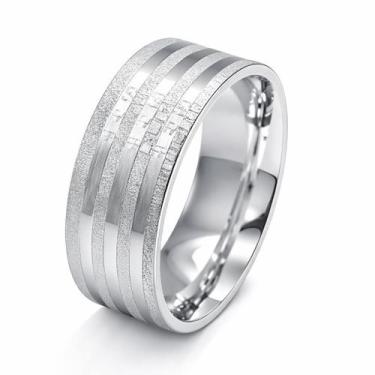 Imagem de Aliança em Prata 925 com Frisos Diamantados e Acabamento Moderno - Jus