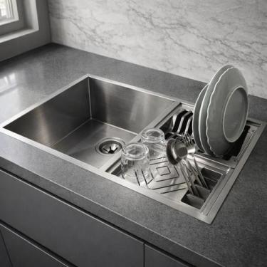 Imagem de Pia Cuba Calha 70x40cm Para Cozinha Gourmet Em Inox 304 Com Escorredor