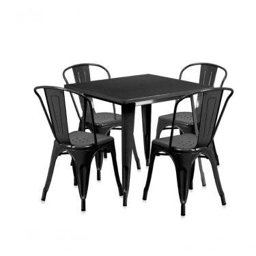 Imagem de Conjunto Mesa Tolix 80 Cm + 4 Cadeiras Tolix - Preto