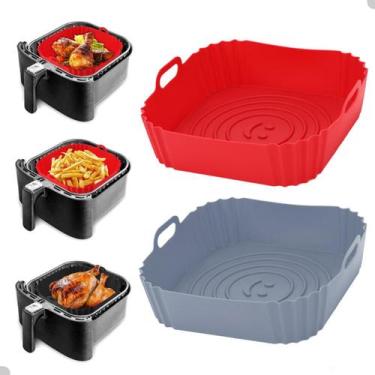 Imagem de Kit 02 Formas de Silicone Quadrada Assadeira Air Fryer e Forno Forma p