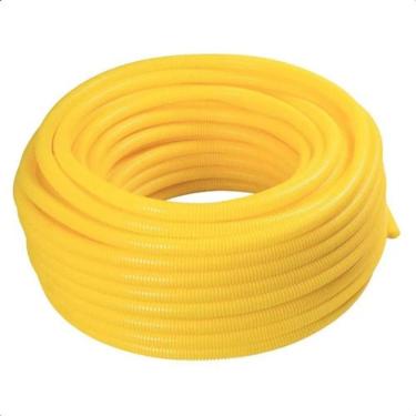 Imagem de Conduíte Corrugado 3-4 25mm Rolo 50m para Passagem de Fios em Paredes e Lajes Pvc Flexível Amarelo Higipack