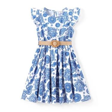Imagem de Vestido PATPAT Vintage Boho Floral com Babados e Cinto 9-10 anos