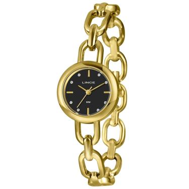 Imagem de Relógio LINCE feminino dourado preto LRGM068L24 P1KX