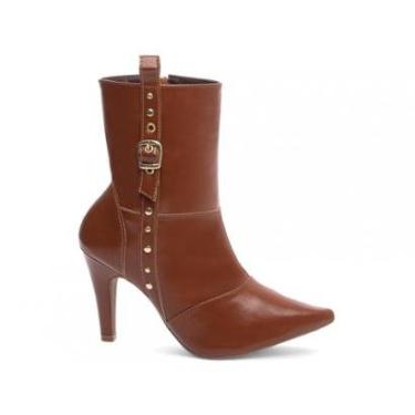 Imagem de Bota Feminina Cano Médio Salto Alto Stiletto Bico Fino 9 cm-Feminino