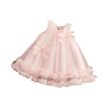 Imagem de Vestido Casual De Verão Para Bebê Menina Com Babados Florais Sem Manga