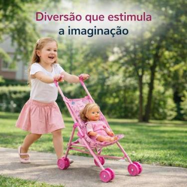 Imagem de Carrinho de Boneca Infantil Dobrável Brinquedo para brincar de passeio