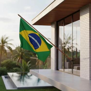 Imagem de Bandeira Do Brasil 1,35x0,90m Em Poliester C/ Suporte Mastro
