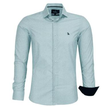 Imagem de Camisa Social Masculina Amil Manga Longa Estampada Slim Sem Bolso 100%