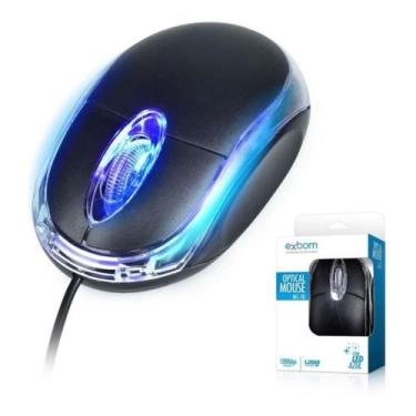 Imagem de Mouse óptico - usb - com led azul - exbom, Preto