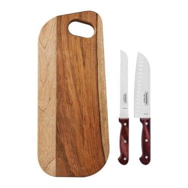 Imagem de Kit para Frios com Tábua 3 Peças Tramontina Polywood 21198798 Vermelho
