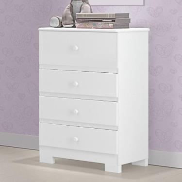 Imagem de Cômoda Infantil Joy 100 MDF 4 Gavetas - MH Móveis, Branco
