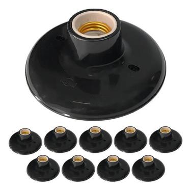 Imagem de Kit 10 Plafonier Plafon 100w Bocal Soquete E27 Em Porcelana Cor Preto 