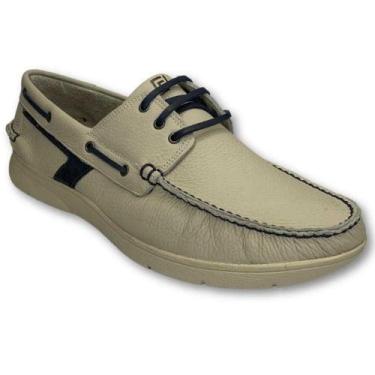 Imagem de Mocassim Masculino Free Way Couro Casual Confortável Sapato, Bege, 41