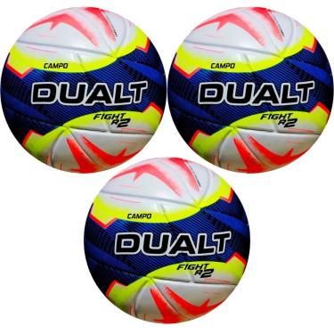 Imagem de Kit 3 Bola de Futebol Campo Fight R2 Techfusion Alta Performance Azul+vermelho Dualt