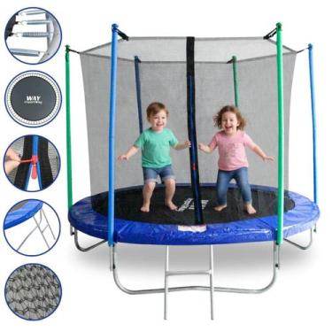 Imagem de Cama Elástica Infantil Pula Pula Trampolim 2.44 m Com Escada Capacidad