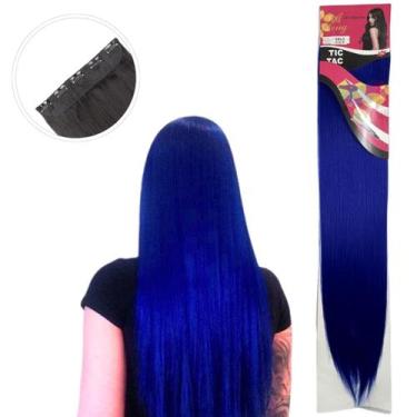 Imagem de Aplique Cabelo Tic-Tac Fibra Orgânica Weng 70 cm, LISO - azul #61C