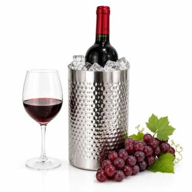 Imagem de Balde Resfriador De Vinho Parede Dupla Inox Martelado 1500ml - Kadê