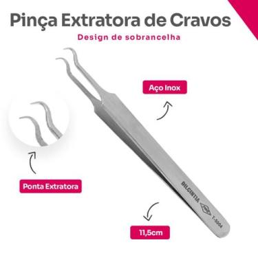 Imagem de Pinça Ponta Curvada para Extrair Cravos Aço Inox 5 Dilcintia