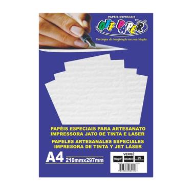 Imagem de Papel Verge A4 180g Texturizado p/Impressão Artesanato 50Fls - OFF PAP