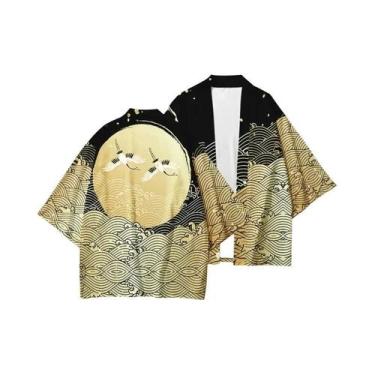 Imagem de Kimono Japonês Para Meninos E Meninas, Cardigã Com Estampa De Ondas, R