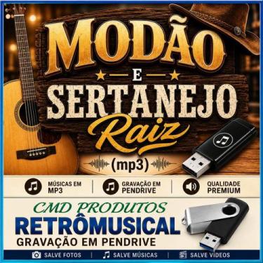 Imagem de Pen drive 8gb com Músicas Modão e Sertanejo Raiz mp3 Playlist - Cmd