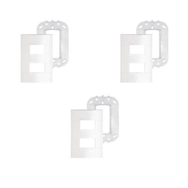 Imagem de Kit 3x Placas Espelhos 4x2 2 Módulos Branca Schneider Lunare Up S42122